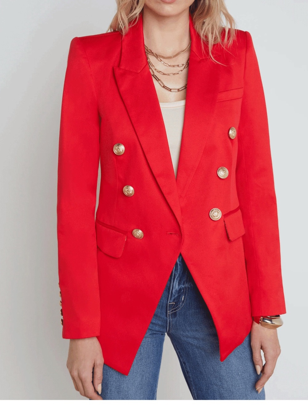 L'Agence Kendi Long Double- Breasted Blazer in red size 0_NWT